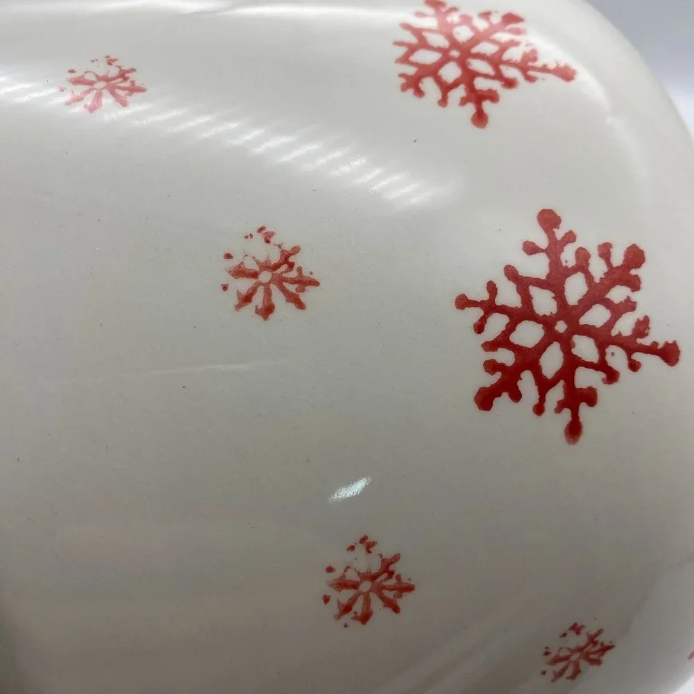 Farval Red white snowflake print covered pie cake dessert stand plate cookies Po